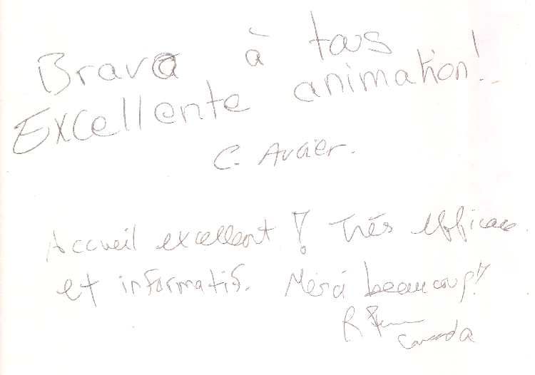 Extrait du livre d'or