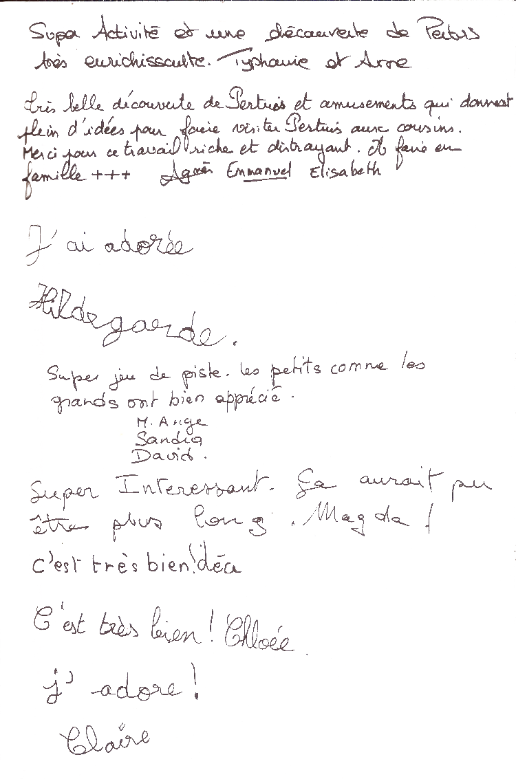 Extrait du livre d'or
