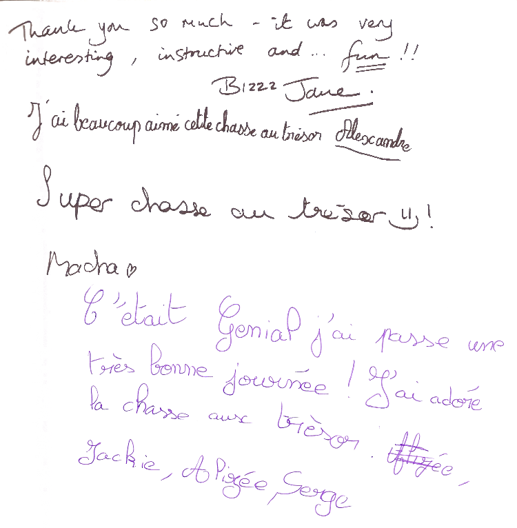 Extrait du livre d'or