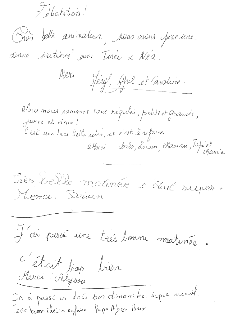 Extrait du livre d'or